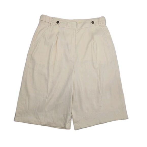 Maeve By Anthropologie Shorts 12 Long Lined Linen Blend Ivory - Picture 1 of 10